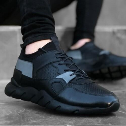 BA0039 Laced In Non-Genuine Leather Casual Base Black Sneakers Casual Men 'S Shoes Fashionable Design Reasonable Price Turkey