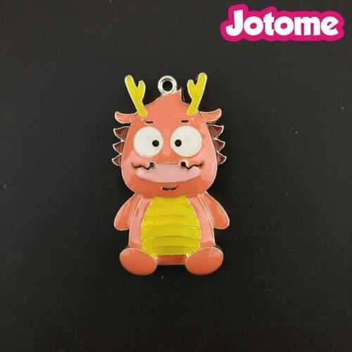 Accept customized For Children Silver Tone Cute Cartoon Dragon King All Enamel Animal Chunky Brooch pendants