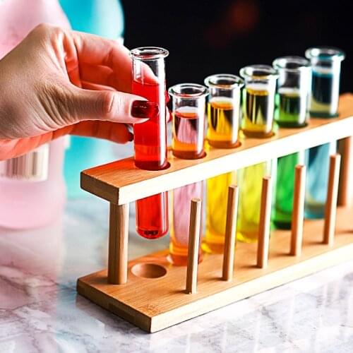 6 Pcs Test Tube Cocktail Glass Rack Set Bar KTV Night Club Nightclub Home Party Shot Glass Molecular gastronomy Wine Cup