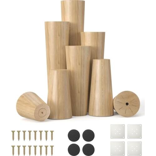 4pcs Furniture Legs Solid Wooden Furniture feet Cone Sofa Leg for Sofa Table Cabinet Coffee Desk,Replacement Furniture Wood Legs