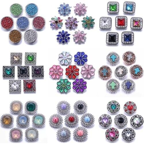 Boom Life 10pcs/lot Wholesale Snap Jewelry 18mm Snap Buttons Mix Rhinestone Metal Faith Snaps Buttons for Snap Bracelet Bangle