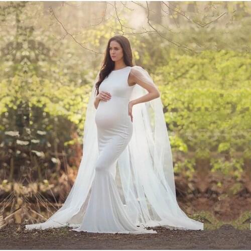 Maternity Photogrpahy Long Dress Baby Shower Stretchy White Dress Sleeveless Pregnancy Woman Photo Shoot Dress Wedding Clothes
