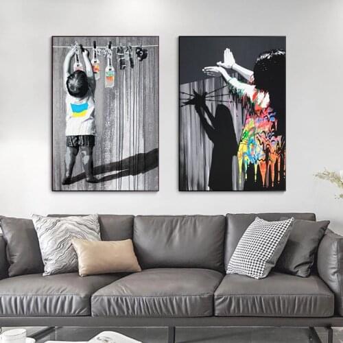 Pop Street Banksy Graffiti Art Canvas Painting Posters and Prints Wall Art Pictures for Living Room Home Wall Decoration Cuadros