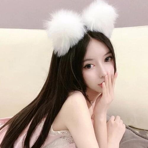 Cat Girls Cosplay Headband Furry Dog Ears Kawaii Kitten Ears Head Accessories Long Fur Animal Role Playing Hair Wear
