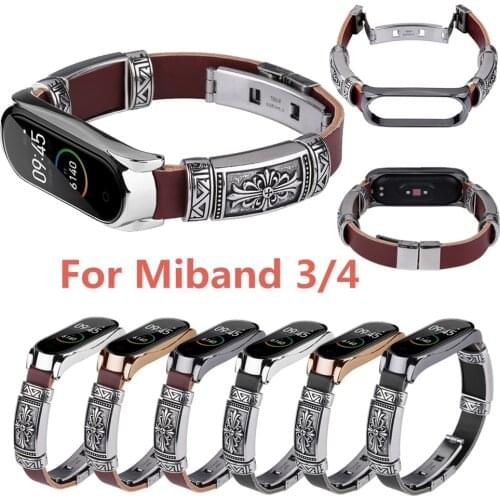 For xiaomi Mi Band 4 3 Strap Wrist loop vintage Leather Bracelet for Mi Band 3 4 Wristband Accessories for Mi Band 3 Bracelet
