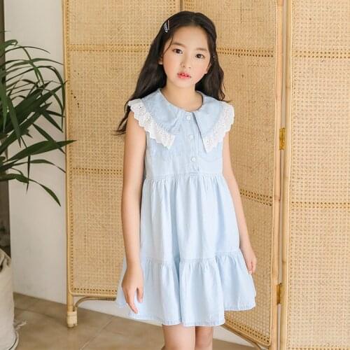 Peter Pan Collar Baby Girl Dresses Summer Sleeveless Princess Kid Vestido Kids Dresses for Girls