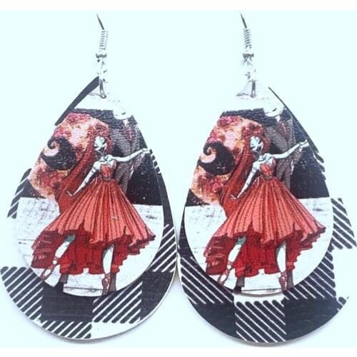 Halloween Earrings Red Black Buffalo Plaid Earrings Two Layers Glitter Earrings Christmas Santa Earrings