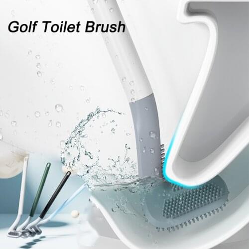 Golf Toilet Brush Flexible Soft Bristle Brush Head Long Handle Toilet Cleaning Brush Bathroom Hanging Brush Bathroom Accessories