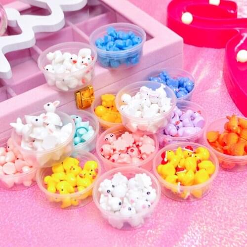 Cute 10pcs/box Slime DIY Accessories Toy Resin Octopus Duck Whale Fluffy Clear Slime Supplies Gift Toy For Children Adult