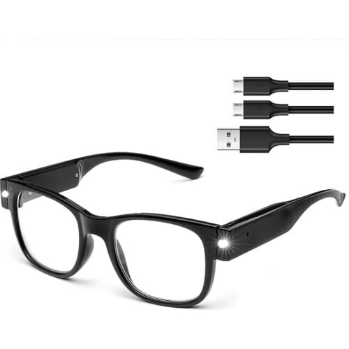 USB Rechargeable Led Reading Glasses Smart Lighted Eyewear for Women Men Bright LED Readers with Lights Eyewear Clear Vision