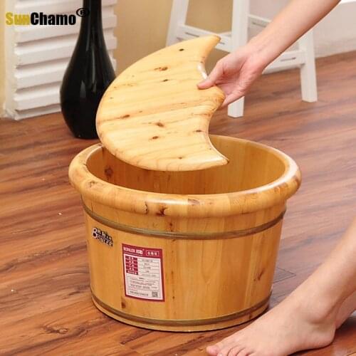 Foot Bath Wooden Bucket Small Wooden Basin Artifact Solid Wood Foot Spa Tub Spa Pedicure Foot Spa Bath