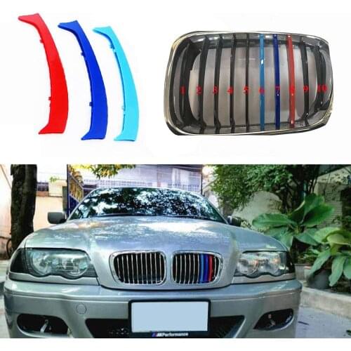 Muchkey 3 M Car Front Grille insert Trim Strips Grill Cover Decoration Sticker For BMW E46 10 Grilles