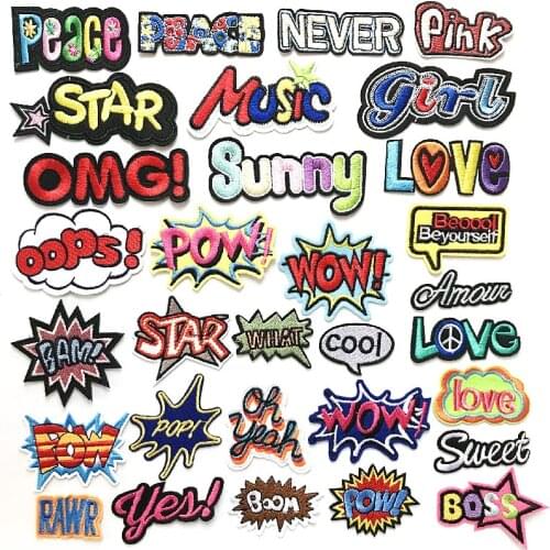 Catchwords Hot words DIY Written Words Various Letters Patches Iron On Embroidered Clothes Patches For Clothing Garment Applique