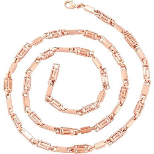 XP Jewelry --( 69 cm * 5 mm) Rose 585 Gold Color Long Cube Chian Necklaces for Men Hip Hop Fashion Jewelry Nickel free Copper