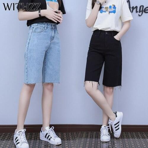 WITHZZ Spring Summer Womens Loose Lovely Straight Wide Leg Jeans Denim Shorts