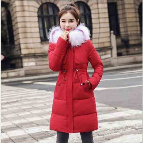 Winter Women Long Parkas 2018New Down Cotton Jacket Women Hooded Fur Collar Plus Size 3XL Thicken Cotton Padded Winter Coat Q768