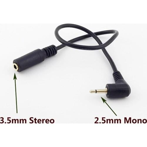 1pc 3.5mm Female Stereo to 2.5mm Male Headphones Headset Aux Adapter Converter Cable 25cm