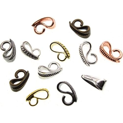 10pcs 3*13mm Brass Silver Necklace Pendant Pinch Bail Clip Connector Bale Pinch Clasp Bail Floating Locket Necklace Clasp Z763