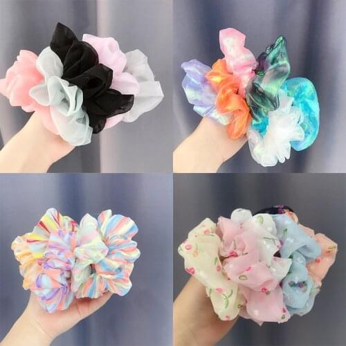 2020 Chiffon Scrunchies Rubber Elastic Hair Bands for Women Girls Hair Tie Rope Ponytail Holder Decoration Styling Accessories