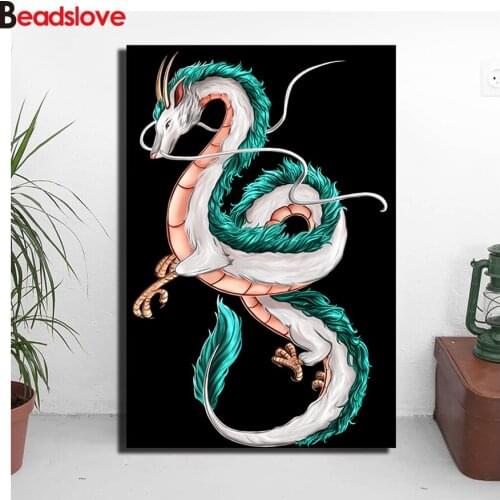 Full Square Round Drills 5D Diy Diamond Painting Dragon Spirited Away Anine paint with diamonds Embroidery Mosaic Kits For Kids