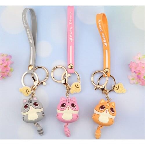 Car Keychain Hanging Ornaments Girl Heart Little Cat Key Pendant Couple Backpack Student School Bag Decoration Accessories Gifts