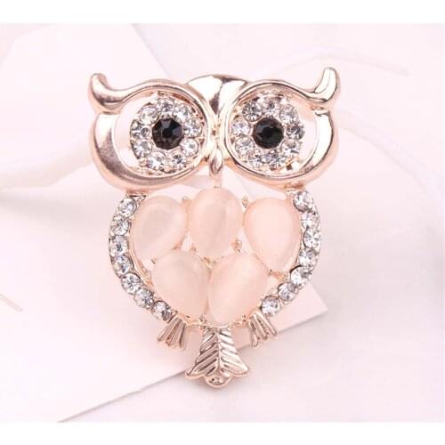 TODOX Brooches Fashion Zinc Alloy Crystal exquisite cartoon cute owl Rhinestones pins garment accessory wedding gifts girls man