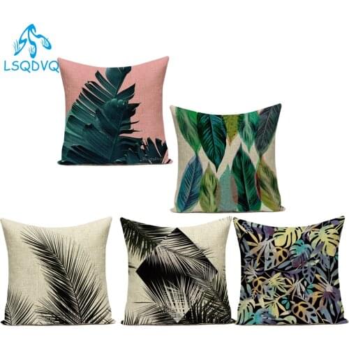 Tropical Plants Green Big Palm Leaf Leaves Decorative Pillows Cushion Cover for Sofa Home Living Room Capa De Almofadas