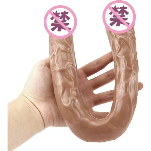 Double Ended Penetration Vagina and Anal Dildo Silicone Penis For Lesbian Couples Sex Toys For Women Double Head Dildo