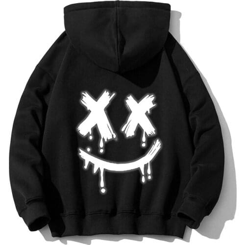 GlacialWhale Mens Hoodies Men 2021 New Autumn Smile Sweatshirt Japanese Streetwear Harajuku Hip Hop Black Hoodie Men Sweatshirts