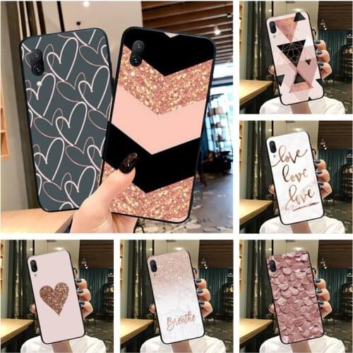 Love Heart Gold Marble Phone Case For Vivo Y91c Y17 Y51 Y67 Y55 Y7s Y81 Y19 Y97 Y93 V17 vivos5
