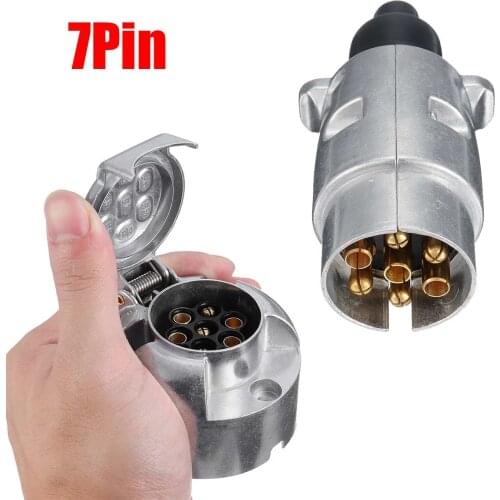 2 In 1 Metal Trailer Connector Car Electric Accessories 7 Pin Round Shape Plug Adapter Converter Kits Towing Supply Power Tool