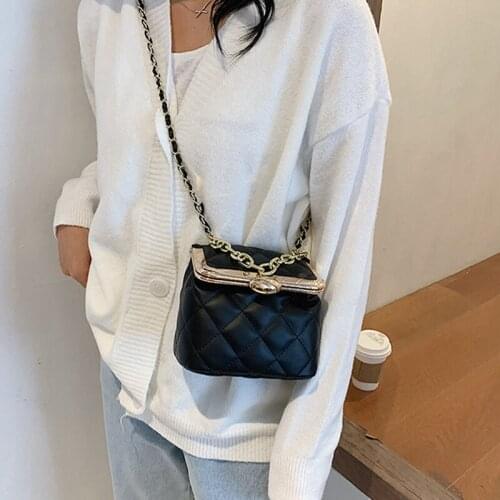 2020 Fashion Brand Women Bags PU Leather Diamond Crossbody Evening Clutch Purse Metal Chain Shoulder Strap Small Handbags Tote