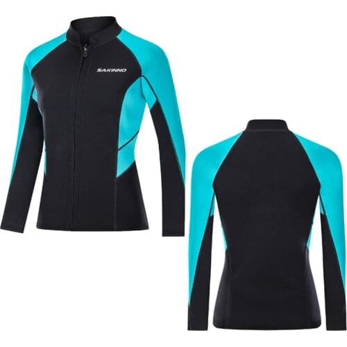 Womens 2mm Neoprene Long Sleeve Jacket Front Zipper Wetsuit Top or Bottoms for Scuba Diving Surf Swimming Snorkel Suit Men Pants