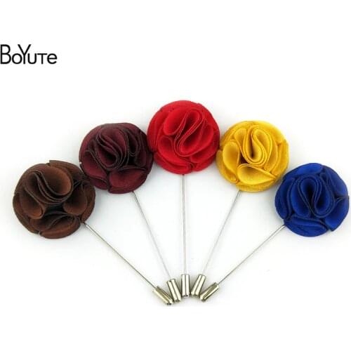 BoYuTe (10 Pieces/Lot) Men Lapel Pins for Suits Fashion Fabric Flower Wedding Boutonniere Pins