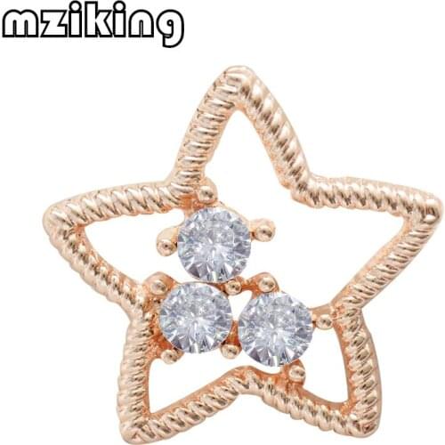 Mziking Rhinestone Pentagram brooch for Women Crystal Vintage Brooch Gold Broche lapel pin Wedding hijab pins Jewelry Accessory
