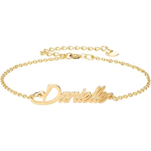 Custom "Danielle" Name Gold Bracelet for Women Girls Jewelry Name Pulseira Masculina Handwriting Words Charm Christmas Gift