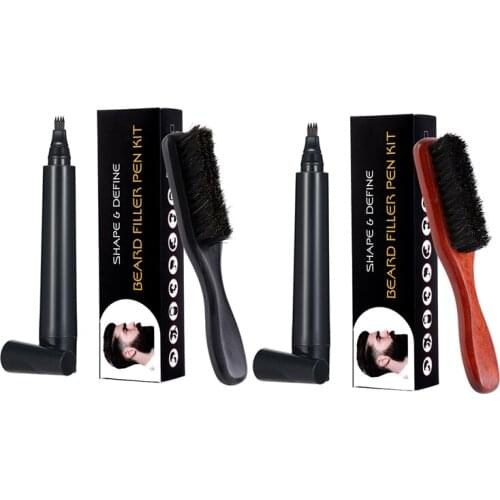 Beard Pencil and Brush Kit Barber Pencil with Brush Salon Facial Hair Styling Eyebrow Tool Male Mustache Repair Shape