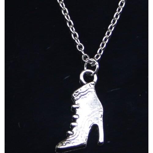 New Fashion Necklace 23x15mm vintage high heeled ladies boots shoes Pendants Short Long Women Men Gift