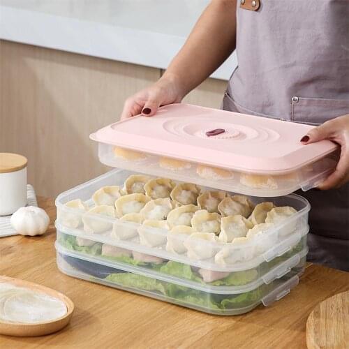 Single Layer Refrigerator Food Storage Box Kitchen Stackable Fresh Box Dumplings Vegetable Egg Container