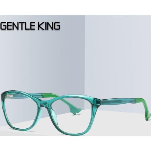 GENTLE KING TR90 Anti Blue Eyeglasses Women Cat Eye Optical Frames Men Blue Light Blocking Computer Glasses Metal Spring Hinge