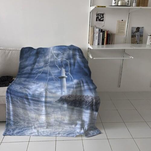 Tower Sea Lightning Sky Scenery Home Blanket High Quality Bedroom Living Room Sofa Blanket Lounge Hotel Travel Portable Blanket