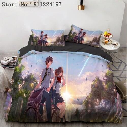 Anime Your Name Bed Linen Microfiber Home Textiles Bedclothes High Quality 3D Queen King Size Bedding Set Kids Bedding Linen Set