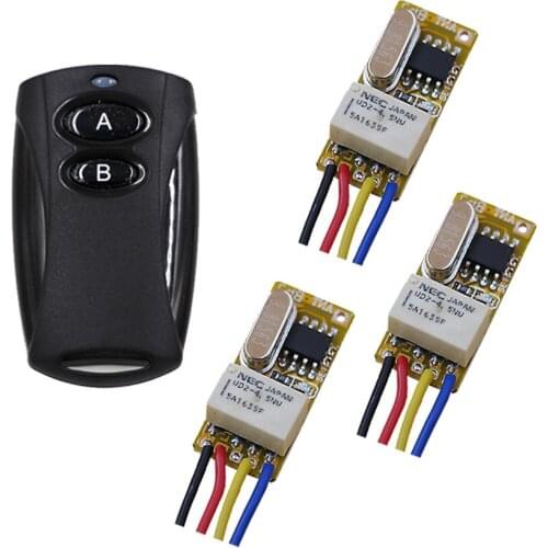 RF Remote Control Switch DC3.5V 3.6v 3.7v 4.5v 5v 6v 9v 12V Micro Relay Wireless Remote Controller with 3 Receiver