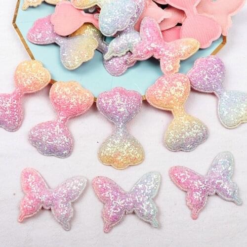 Cheer bow Glitter Patches Shiny Glitter DIY Craft Decoration Rainbow Iron On Patches For Clothing Sewing Supplies