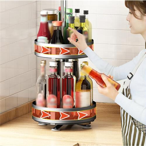 Adjustable Kitchen Spice Rack Seasoning Bottle Storage Turntable Multi-Layer Carbon Steel Condiment OrganizerHolder Round/Square