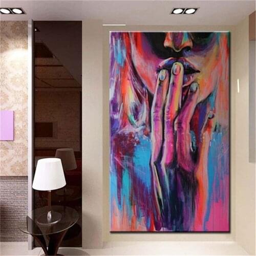 Hand-painted oil painting modern abstract female girl temptation lips canvas painting bar hall corridor wall art painting poster
