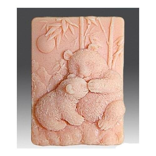 Panda Mom and Baby 0827 Craft Art Silicone Soap mold Craft Molds DIY Handmade soap molds