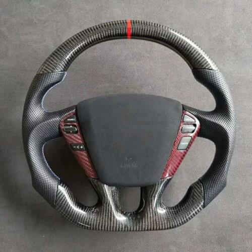 YeederCar Cuatomized Trim Real Carbon Fiber Sports Steering Wheel Alcantara Leather compatible for Nissan TEANA ALTIMA 2014-2020
