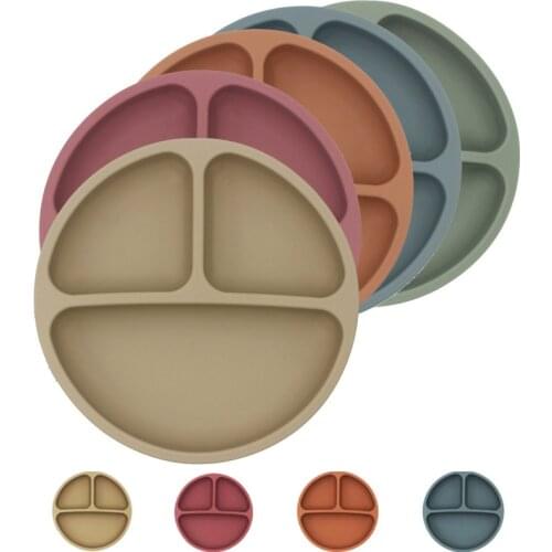 Thick Silicone Baby Safe Dining Plate BPA Free Silica Gel Childrens Dishes Anti-Slip Infant Training Feeding Bowls Kid Tablewar