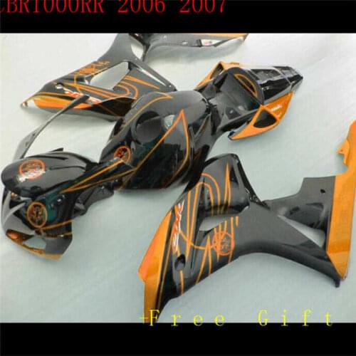 In gold black orange For CBR1000RR 06 07 1000RR 2006 2007 ABS Plastic ABS Motorcycle Full Fairing Kit Orange red white